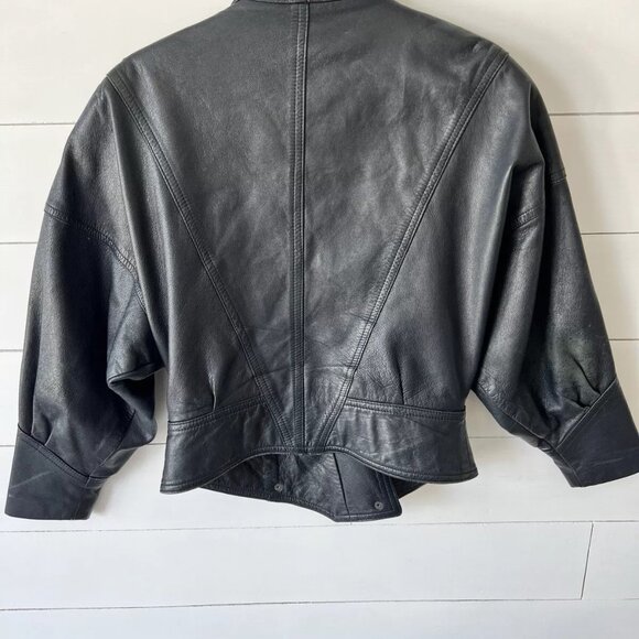 Vintage 1980s Padded Shoulder Black Leather Jacket, Danier - Picture 2 of 15